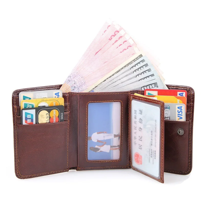RFID кошелек Противоугонный сканирующий кожаный бумажник Hasp досуг мужской тонкий кожаный мини кошелек чехол Кредитная карта Дамский