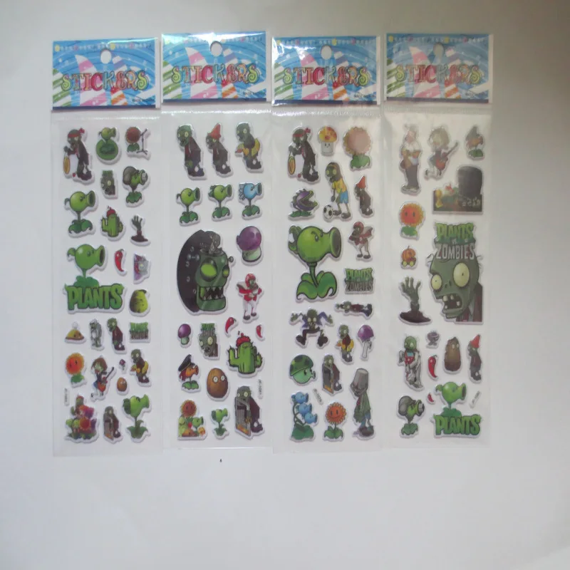 10sheets Zombies and Vegetables Toy Bubble Stickers Hot Game App Toys Christmas Gifts for Kids Toys Wall Sticker