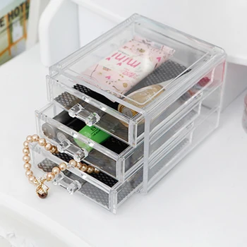 

Hot Seller Cosmetic Organizer Clear Luxury Jewelry Acrylic Makeup Case 3 Drawers Make up holder No.10054