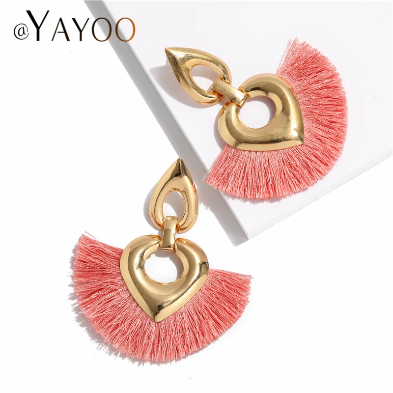 

Bohemian Long Tassel Earrings For Women Wedding Earings Fashion Jewelry Gold Color 2019 Geometric Fringe Earring Female Brincos