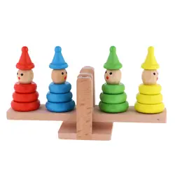 Лидер продаж клоун укладки кольца Деревянная башня для маленьких детей стек баланс математическая игрушка весело играть подарок на День