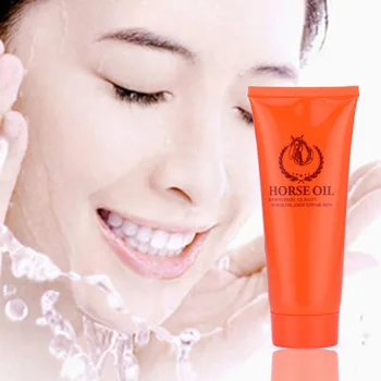 

1pc Horse Oil Extract Facial Cleanser Whitening Moisturizing Facial Cleansing Lotion Oil Control Shrink Pores Face Skin Cleanser