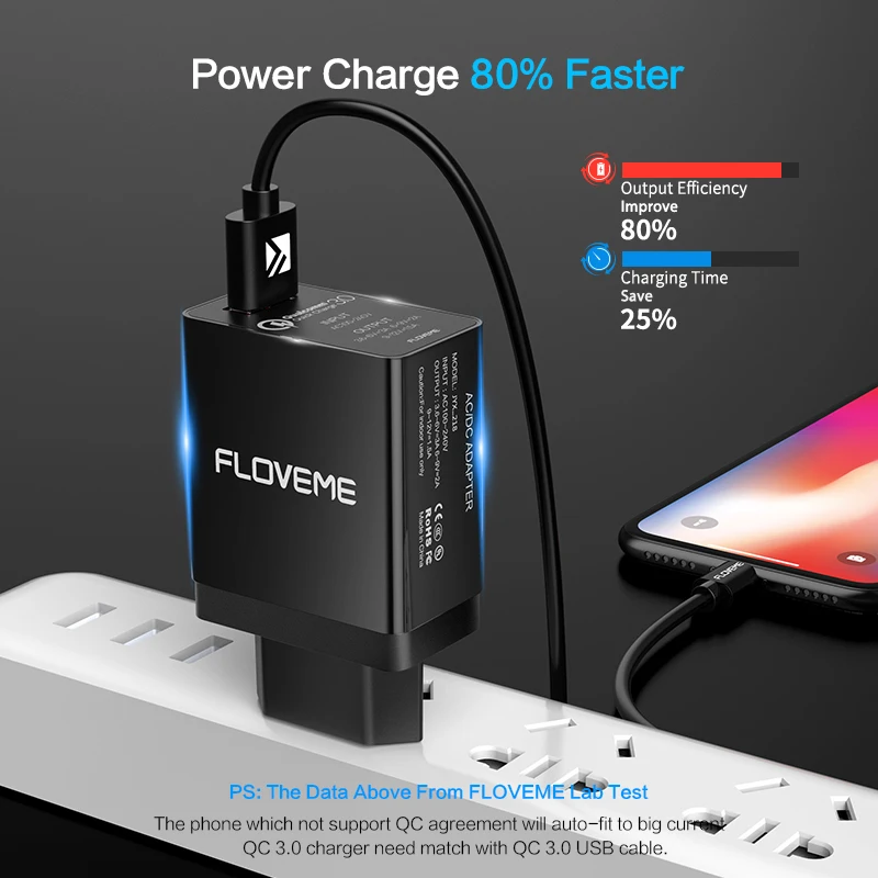 FLOVEME QC3.0 USB البطارية شاحن آيفون X 8 زائد الاتحاد الأوروبي محول الهاتف المحمول شاحن سامسونج S9 Xiaomi USB شواحن الهاتف