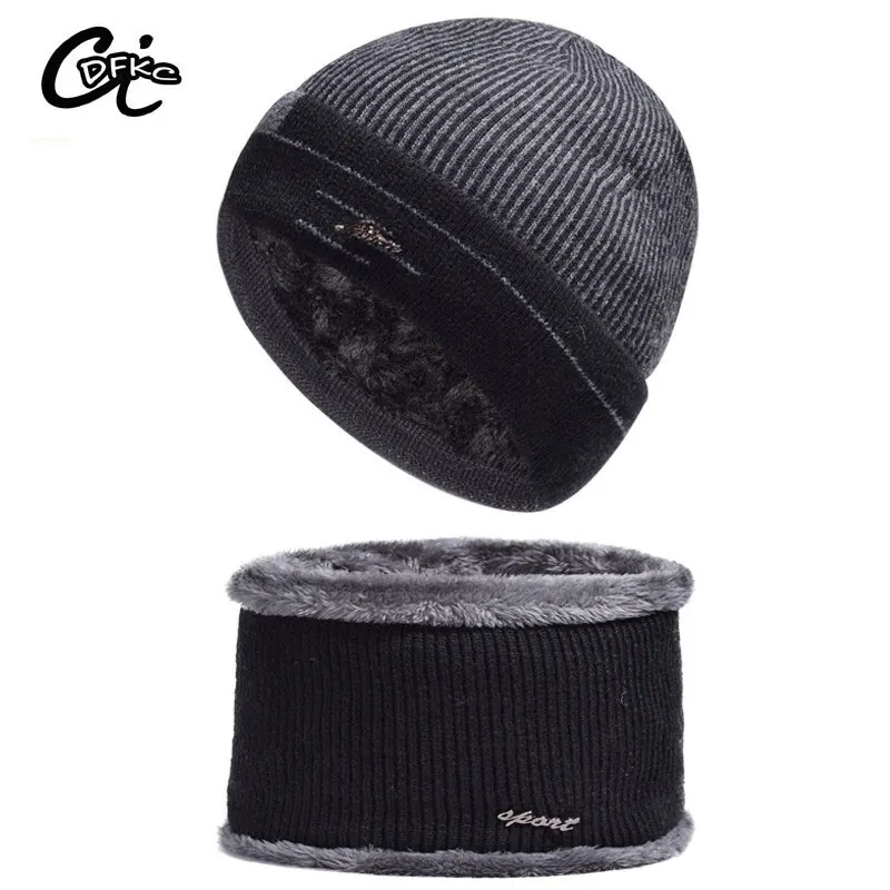 

new arrival 2018 men beanies and scarf set beanie men Thick Warm Skullies Beanies Winter For Men