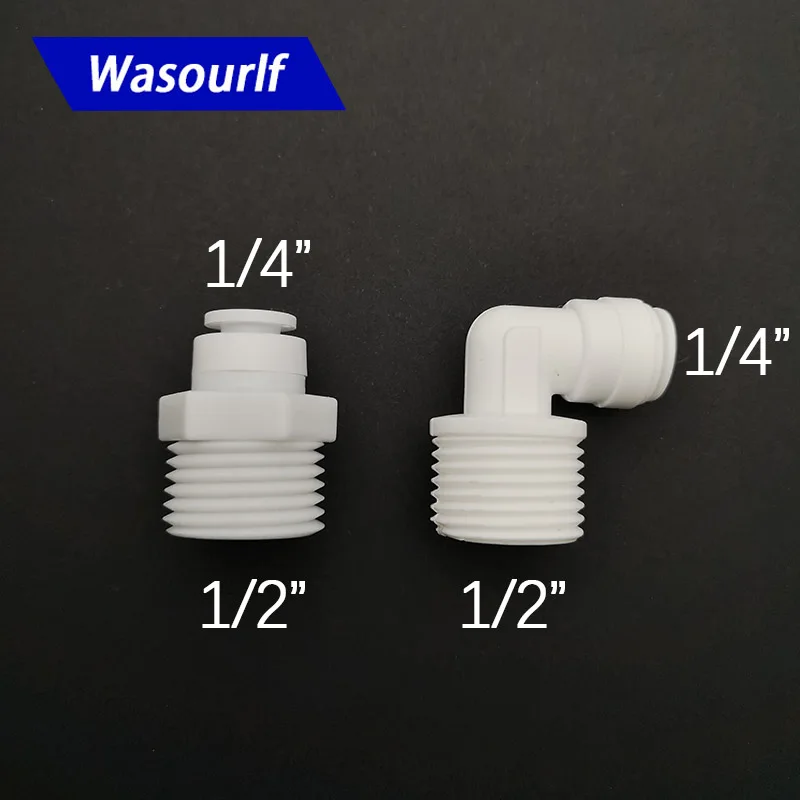 

Wasourlf 2PCS 1/4'' inline tube tap water filter connector 1/2'' thread RO Water Plastic Pipe Coupling connector wholesale