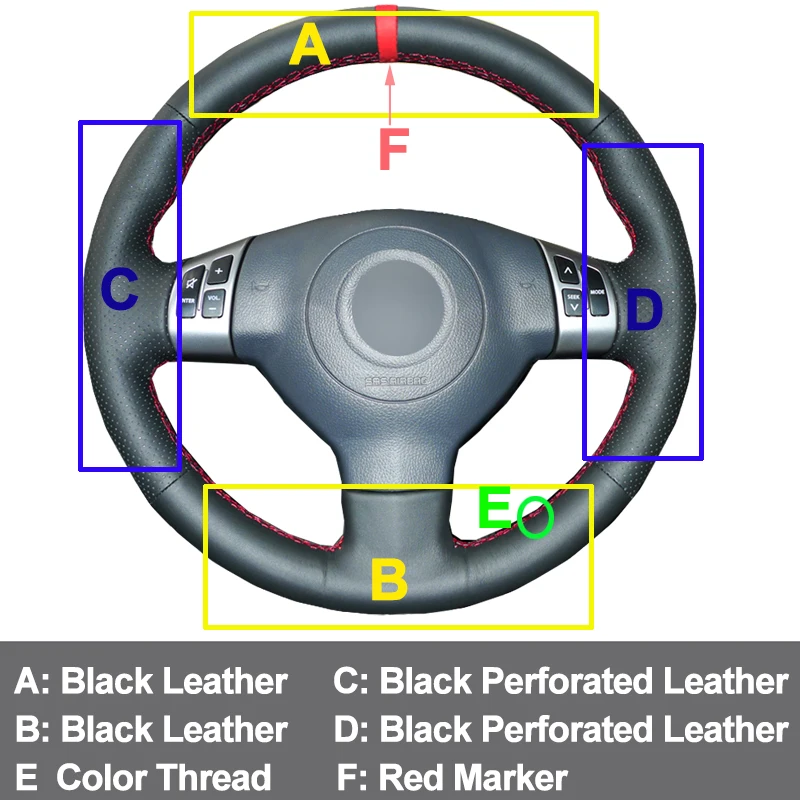 HuiER ручная швейная крышка рулевого колеса автомобиля дышащий красный маркер для Suzuki Swift 2011 2012 2013 руль авто аксессуары
