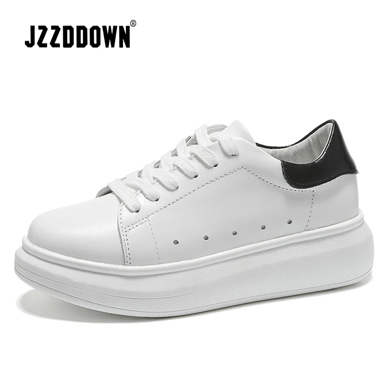 

JZZDDOWN women sneakers 2018 genuine leather lace up Luxury shoes woman platform Heel High 4cm female shoe women winter shoes