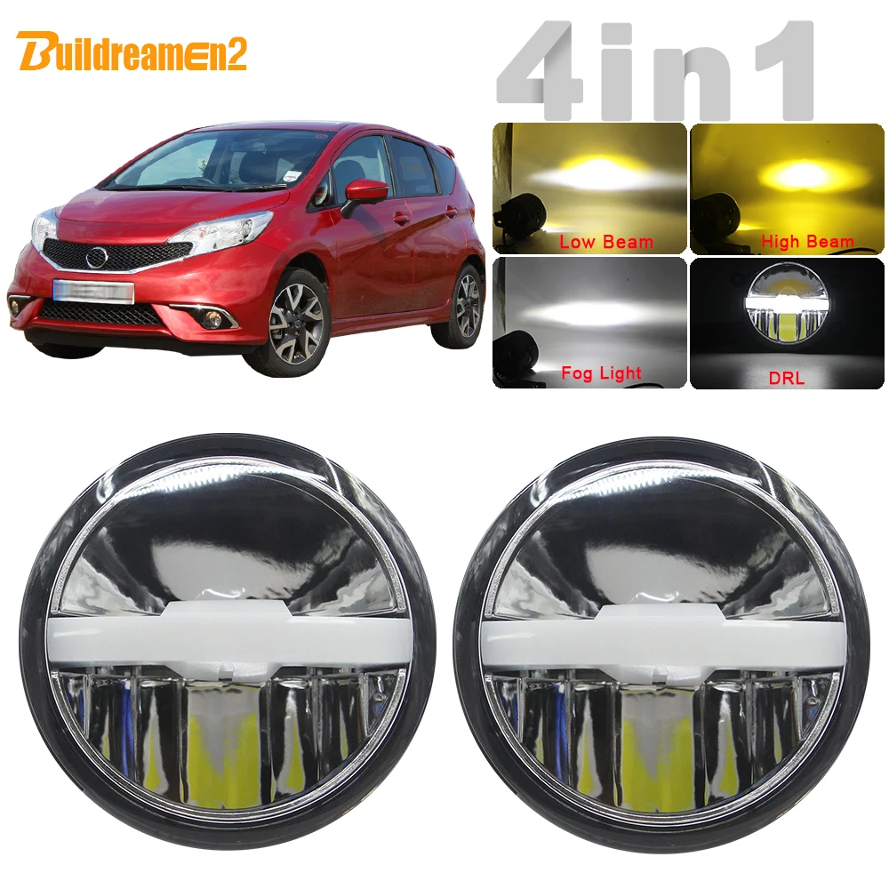 

4in1 Function Car LED Bulb Fog Light Headlight High Low Beam DRL Intelligent Switch 5000LM 12V For Nissan Note E11 MPV 2006-2015