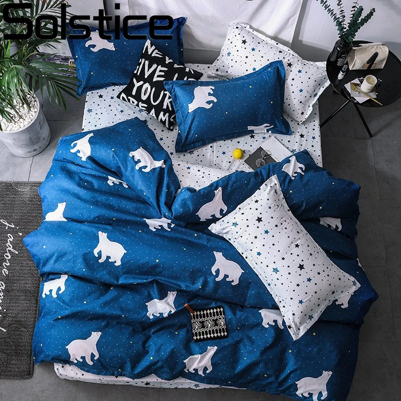 Solstice Home Textil Cartoon Polar bär Bettwäsche Sets kinder Beddingset Bettwäsche Duvet Abdeckung Bett Blatt Kissenbezug bett sets Günstig