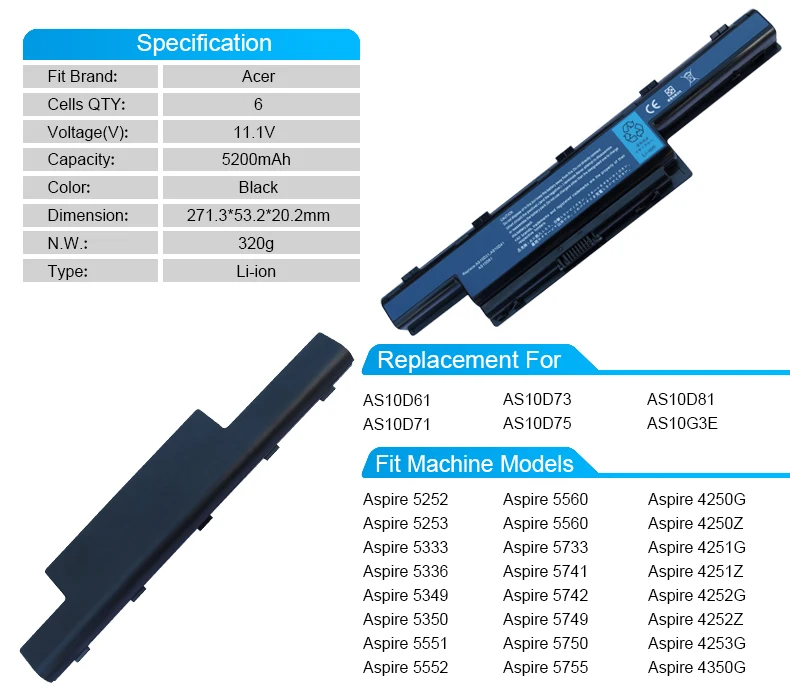 Ноутбук батарея AS10D81 AS10G3E для acer Aspire 5349 5350 5552 5560 5733 5336 5333 5755 4250Z 4251Z 4252Z