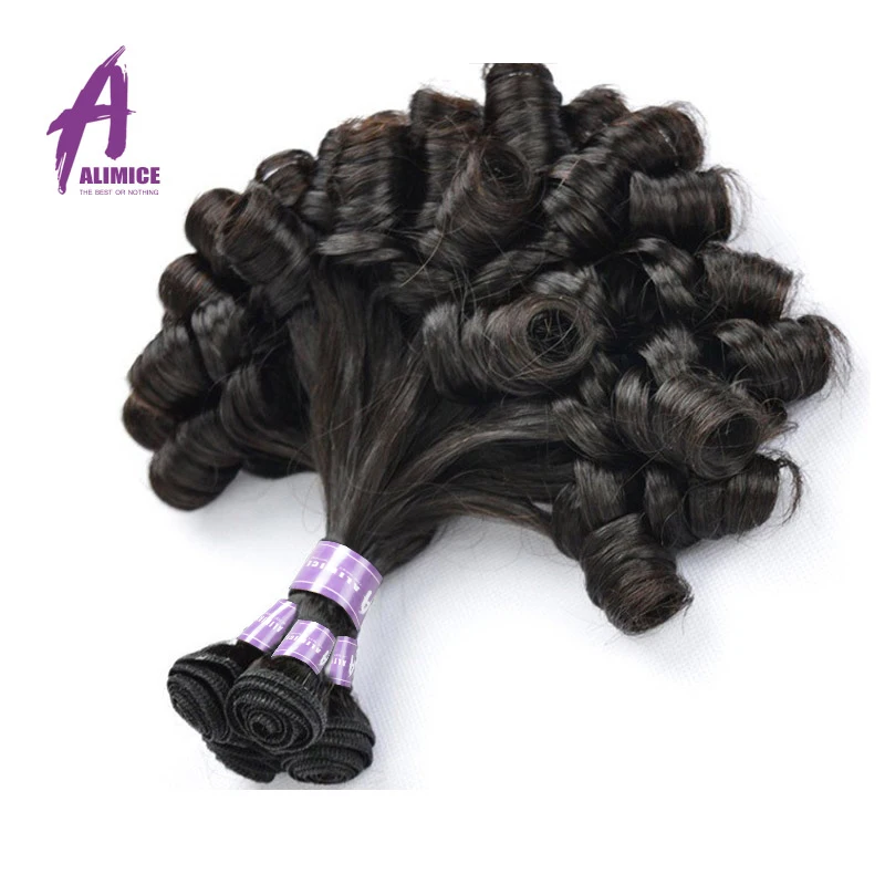 Alimice Indian Curly Human Hair 3 Bundles Deals Up Straight Down Curl Hair Human Hair Extensions 12-30 inch Remy Hair Weaves  (1) - 
