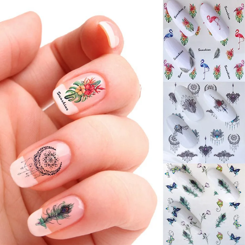1 Sheet Nail Stickers Summer New Nail Art Sticker Lace Stripes Fruit/Cartoon Wraps DIY Foils Patch Decorations Tools
