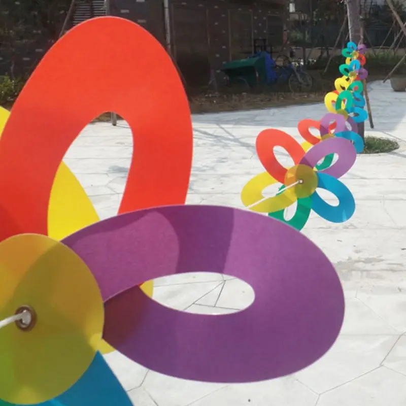 Пятилистная пластиковая ветряная мельница струнная веревка для детского сада живописное наружное подвесное украшение водостойкое колесо