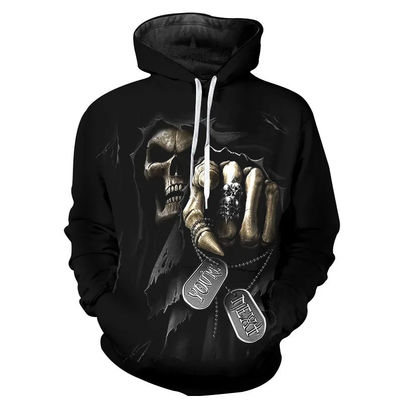 

Fashion Hoodie Sweatshirts Men Womens Hoodies Long Sleeve Skull Punisher Grim Reaper 3D Print Hip Hop Hooded Pullover Jacket