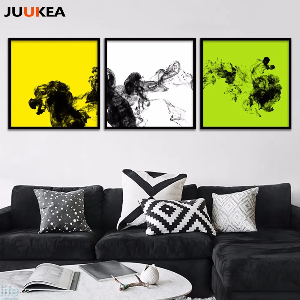 

3 Panel Modern Super Popular Ink Triptych Square Canvas Art Print Painting Poster, Wall Picture For Living Room, Home Decor