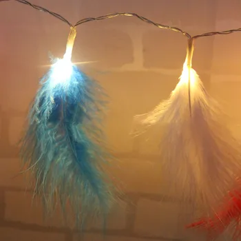 

Mrosaa Night Light 1.2M 10LED Feather String Lights Christmas Tree Pendant Lamps DIY Party Decoration Shop Decor Indoor Lighting