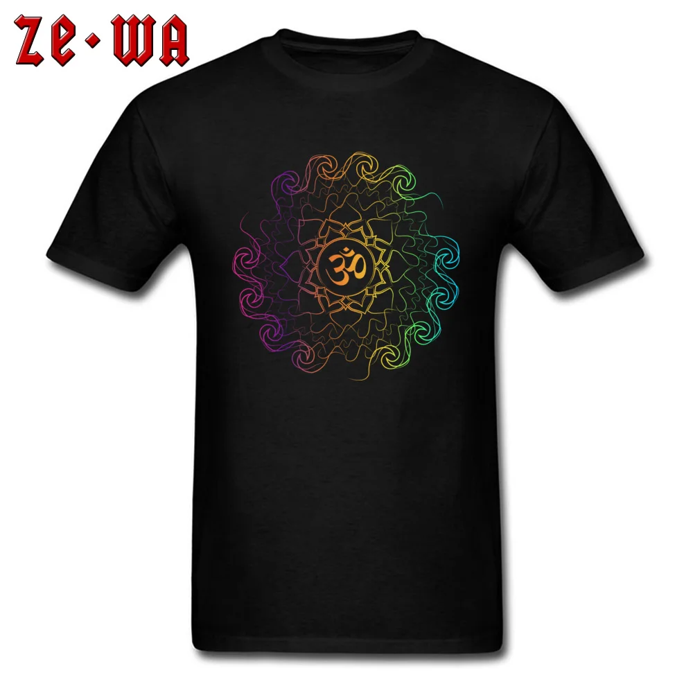 Casual Short Sleeve T Shirt Summer/Fall 2018 New Fashion O Neck All Cotton Tees Men T-shirts Colored yoga energy mandala art Colored yoga energy mandala art black