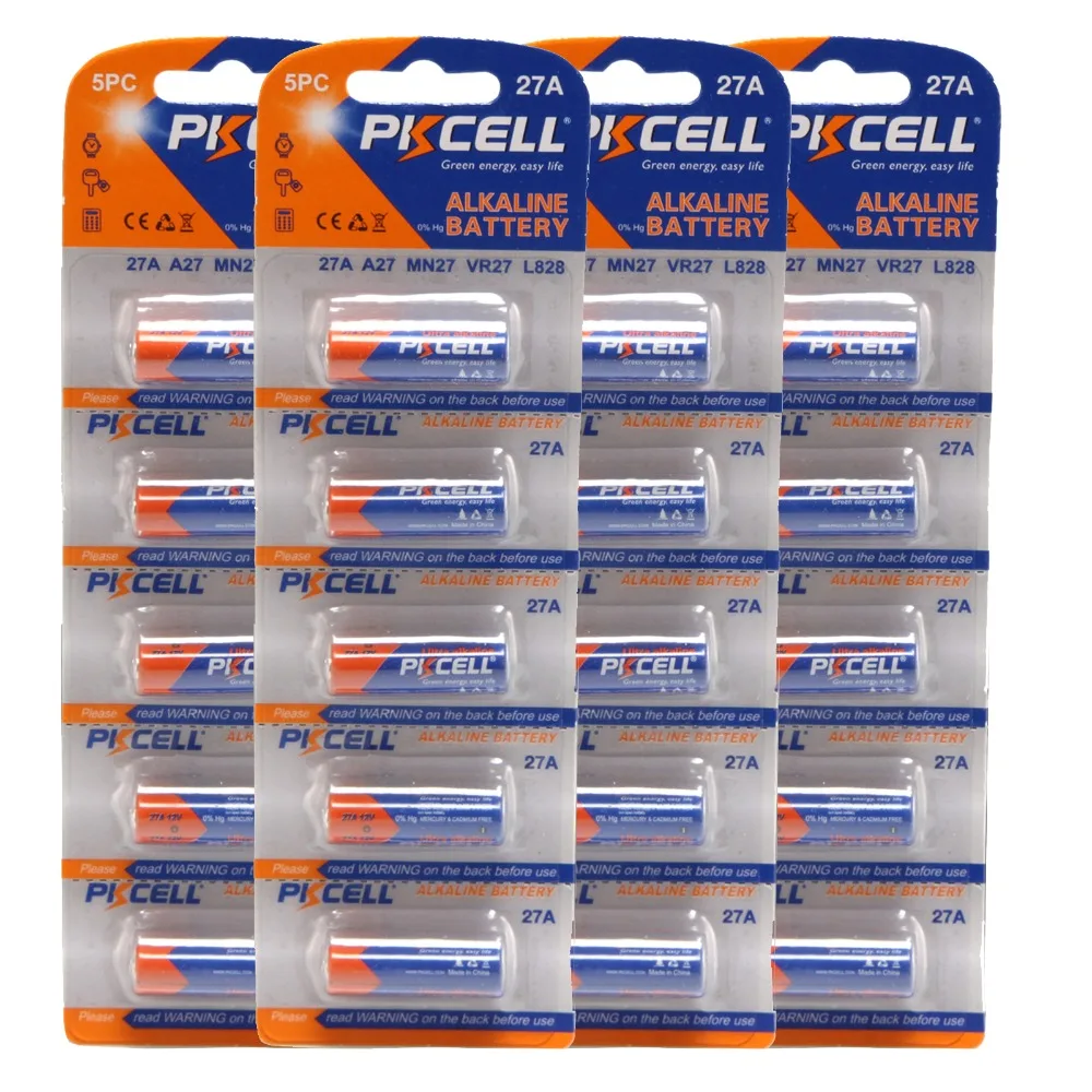 Pkcell 10 шт. 27A/MN27/GP27A/L828/A27 12 В щелочные батареи одноразового использования батареи для дистанционного управления дверным звонком