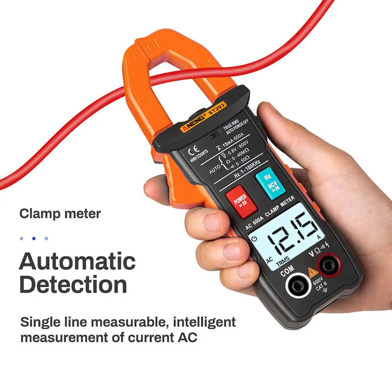

ANENG ST203 Digital Clamp Meter 4000 Counts Multimeter Multifunction DC/AC Clamp Meters Inductive Safety Current Multimeter