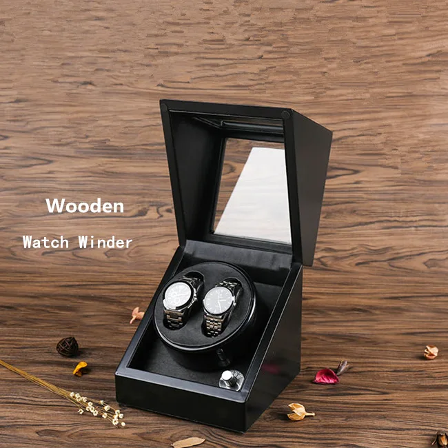 

YA 2 Slots Black Watch Winder Automantic New Watch Storage Winder Wood Mens Mechanical Watch Gift Case Watch Shaker W091