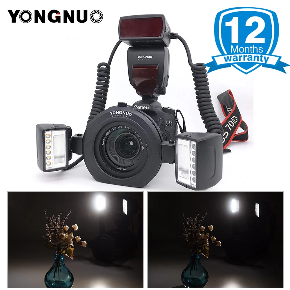

YONGNUO Official YN24EX ETTL Macro Speedlite Dual Flash Heads&Ring Adapters 5600K Flash for Canon camera EOS 5D 70D 1200D 750D