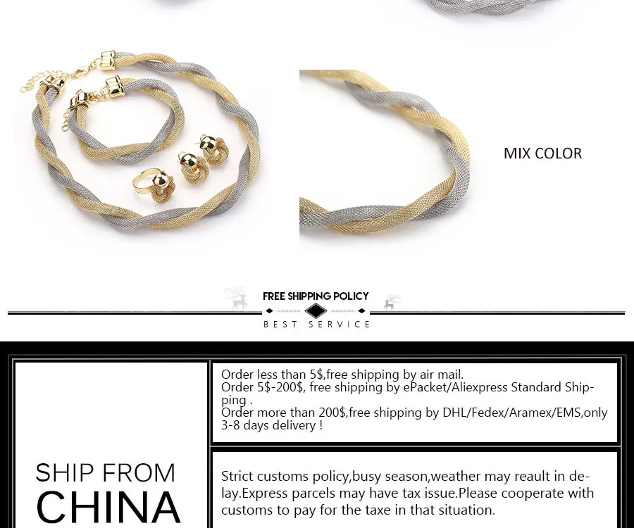 AYAYOO African Beads For Jewelry Sets Women Wedding Imitated Crystal Necklace Earrings Gold Color Pendant Dress Accessories (4)