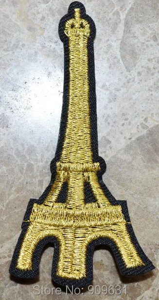 

30x Golden Eiffel Tower Paris France landmark embroidered applique iron on patch