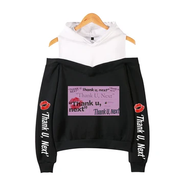 

2019 Ariana Grande Hooded Sweatshirt printing Women's hip hop casual long-sleeved off-shoulder Warm Hoodies