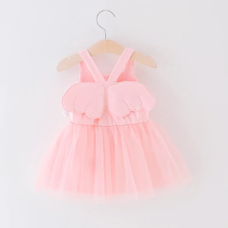 

2019 New Baby Dress Girl Cotton Girl Sleeveless 3D Wing Summer Cute Cool Solid Pretty Pattern Princess Party Dresses Clothes