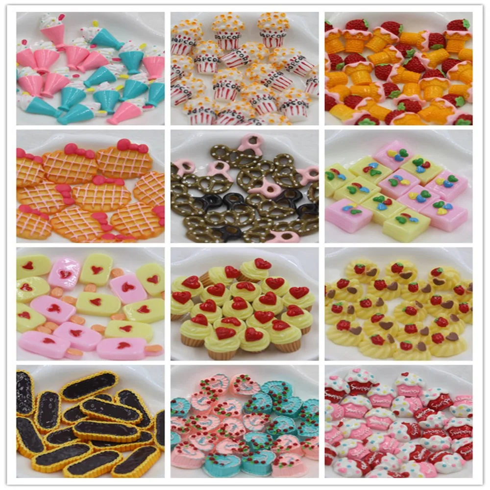 

10pcs/lot flat back resin cabochons kawaii resin cake resin foods about 15mm