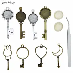 Julie Wang 11 шт./компл. цинковый сплав Ретро ключ разные формы Плесень с пинцетом одноразовые перчатки DIY Kit Подвеска для изготовления ожерелья