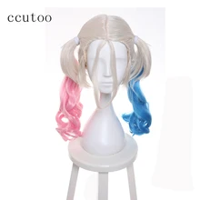 Ccutoo Харли Квинн Отряд Самоубийц Бэтмен Синтетические волосы парик Косплэй Опора Харлин колокольне костюм парик Термостойкость Волокно