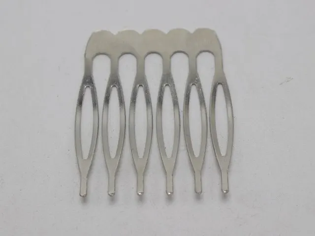 20  Silver-plate Tone Blank Metal Hair Comb 32mm with 6 Teeth For Bridal Hair Accessory