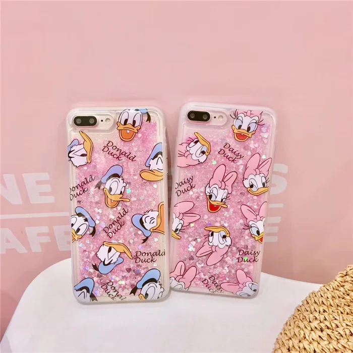 10 шт./лот Disny Mickey Daisy Duck Liquid Quicksand, задняя крышка, чехол для телефона iphone 8/6s 7 plus, защитная оболочка