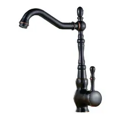 Kitchen Wet Bar Bathroom Vessel Sink Faucet Black Oil Rubbed Bronze One Handle Swivel Spout Mixer Tap Single Hole msf098