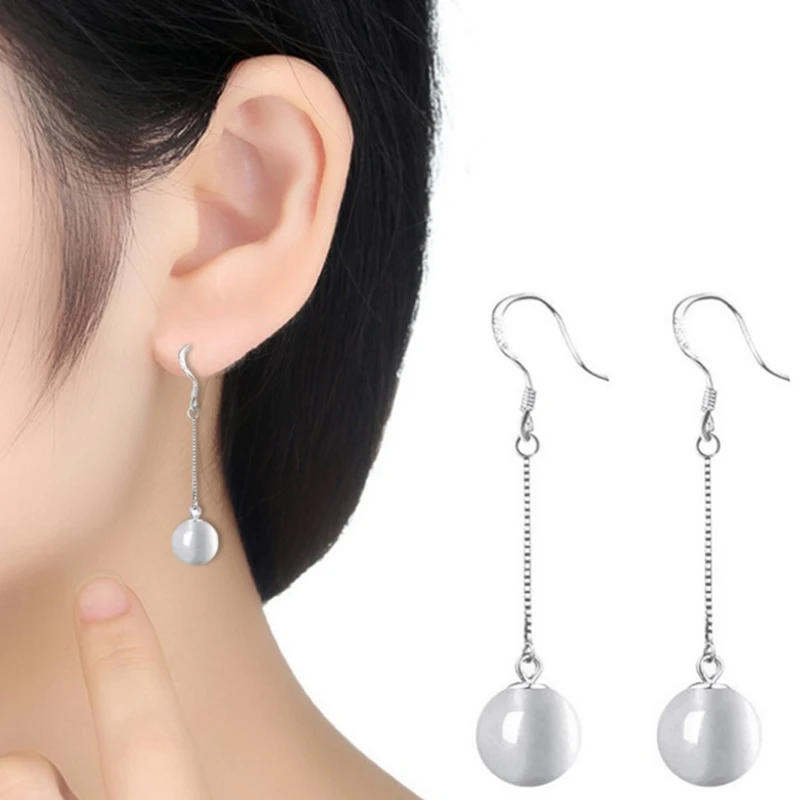 

Hot Korea simple Simulated Pearl Pendant long earrings for women zircon ear wire tassel Fashion jewelry