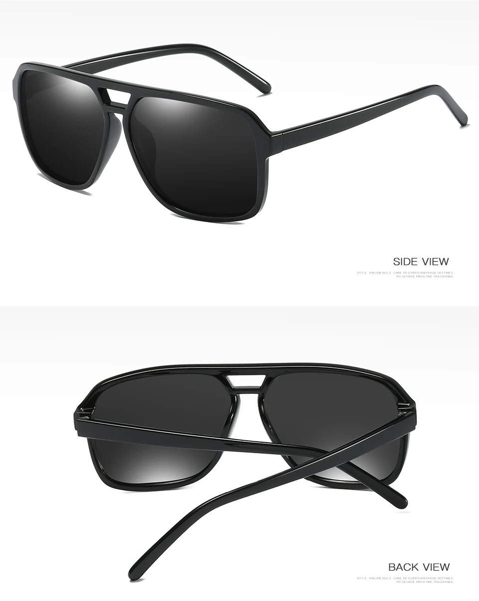 Ruosyling UV 400 Polarized Men Sunglasses Square Driving Fashing Vintage Sunglasses Retro Luxury Brand Matte 80s Sunglasses