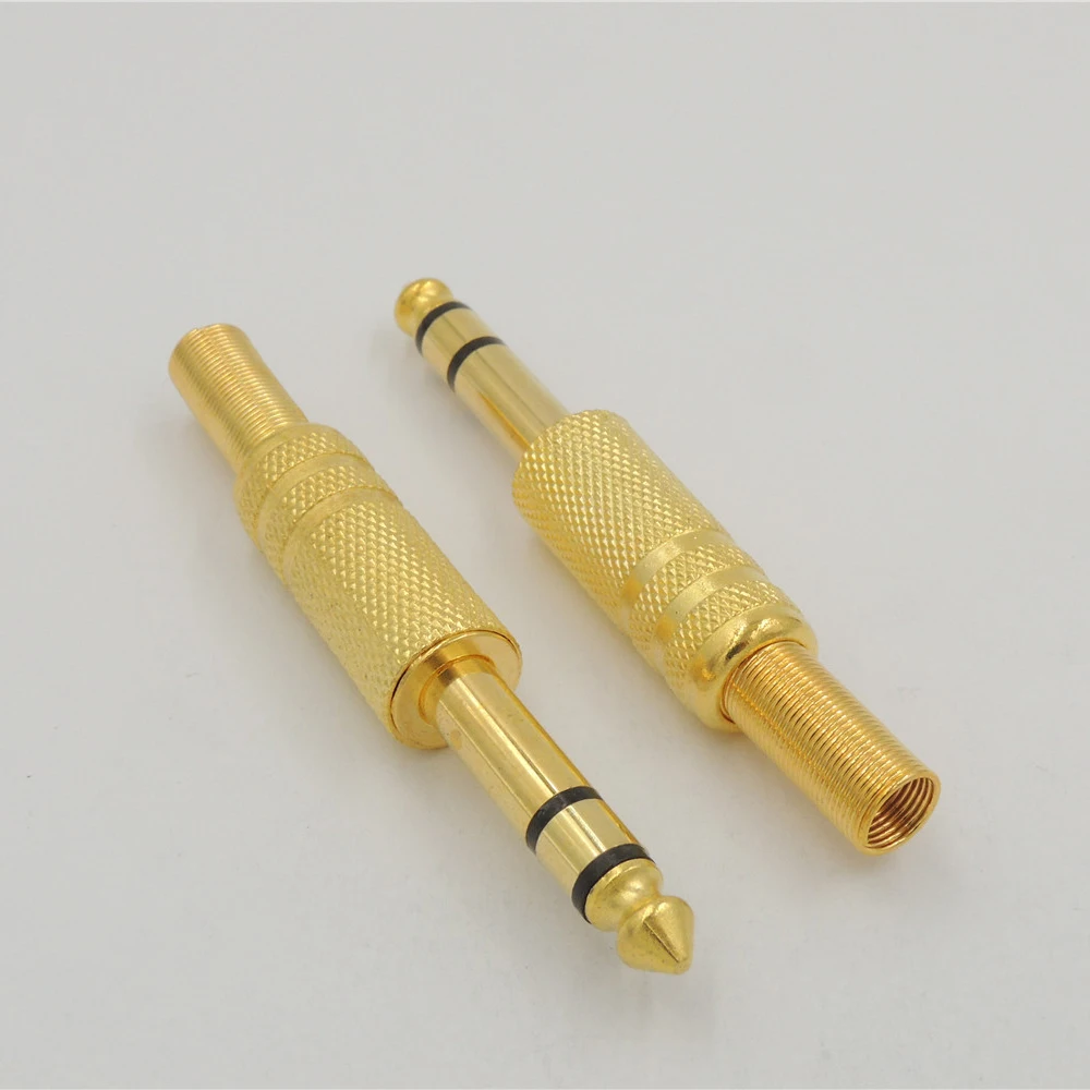 Remplacement 6.3mm 3.5mm mono stéréo métal plaqué or jack rca connecteur