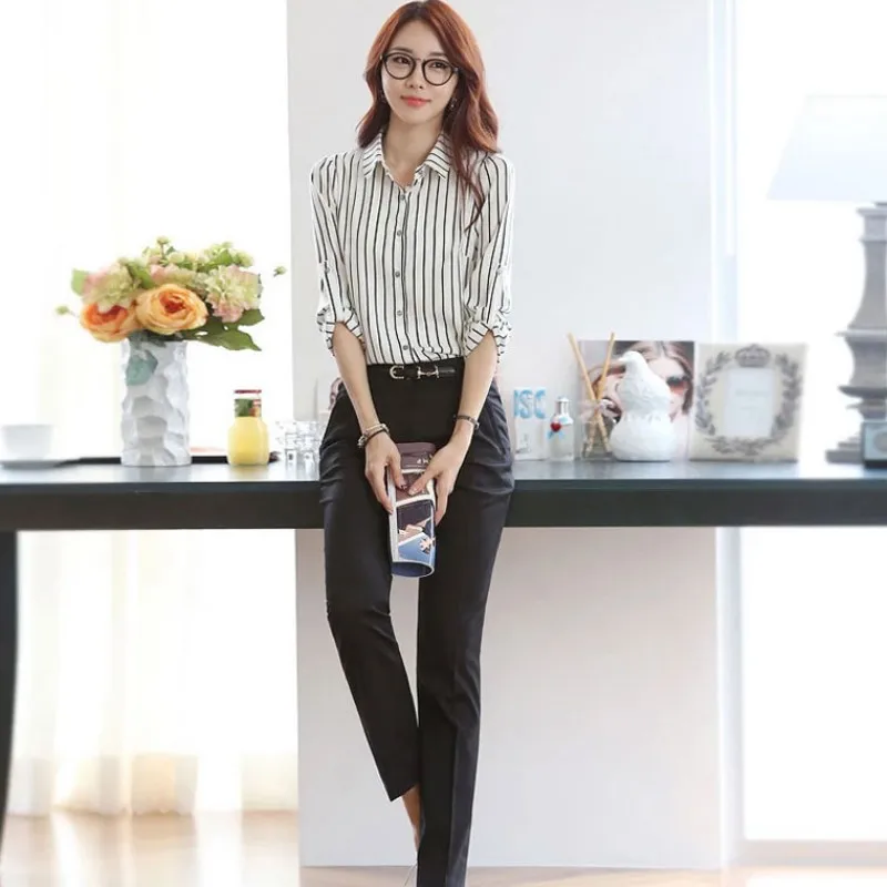 النساء مخطط طويل كم قميص بدوره إلى أسفل طوق فضفاض Blusas فام الخريف سقوط عارضة قمم مثير المحملة زائد حجم النساء مخطط طويل كم قميص بدوره إلى أسفل طوق فضفاض Blusas فام الخريف سقوط عارضة قمم مثير المحملة زائد حجم