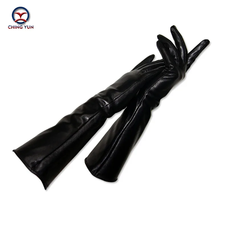 CHING YUN 2017 winter lady fashion sheepskin Arm sleeve women genuine leather mittens female long style Elbow Gloves 40cm CHING YUN 2017 winter lady fashion sheepskin Arm sleeve women genuine leather mittens female long style Elbow Gloves 40cm