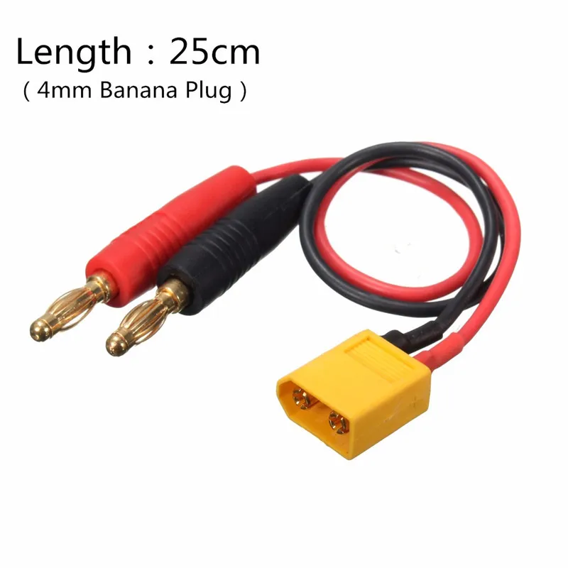 

YT 16AWG 25cm XT60 Silicone Wire Cord Connector to 4mm Banana Plug Wire Lead Adapter Charger Cable Adapter Kit