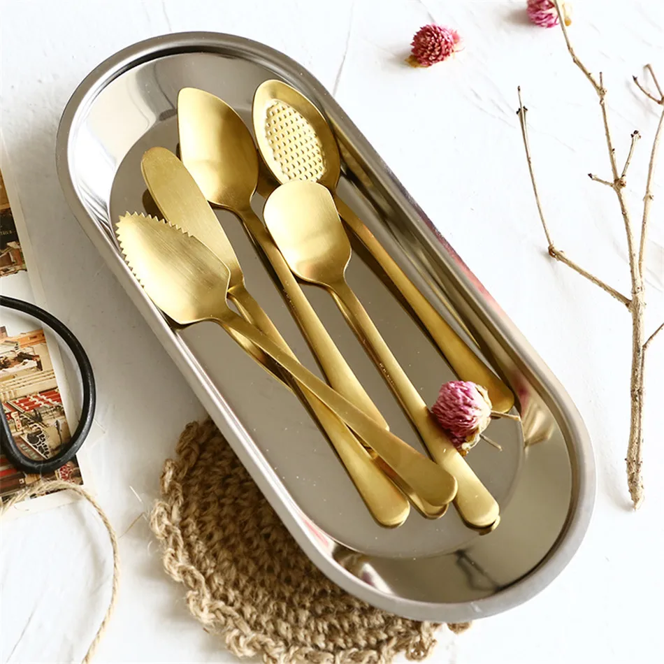 Chic Gold 304 Stainless Steel Spoon Teaspoon Coffee Spoons Fruit Ice Cream Elegant Spoon Girly Bow Tie Tableware Kitchen Tool (13)
