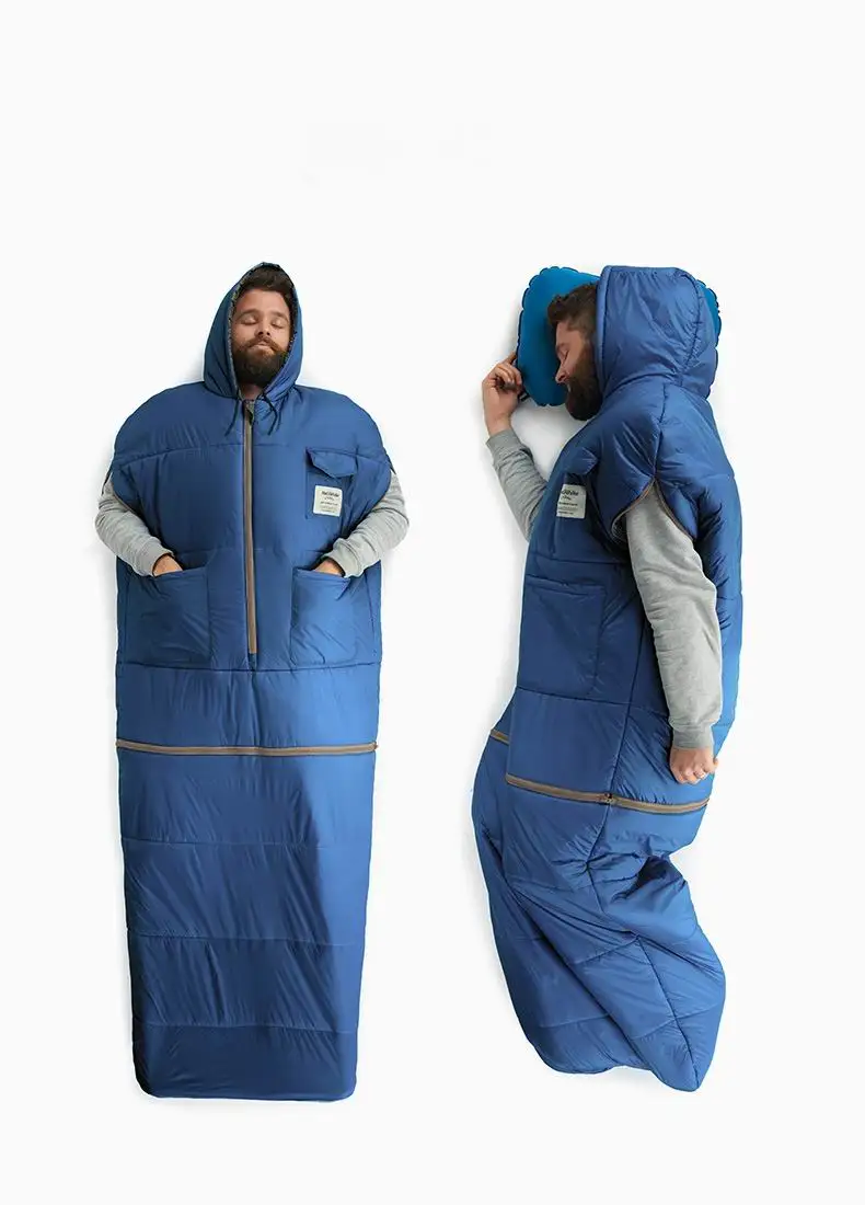 Стильная куртка, съемный спальный мешок для мам, 380 T, нейлоновые водонепроницаемые пуховые спальные мешки с карманами для кемпинга, зимние