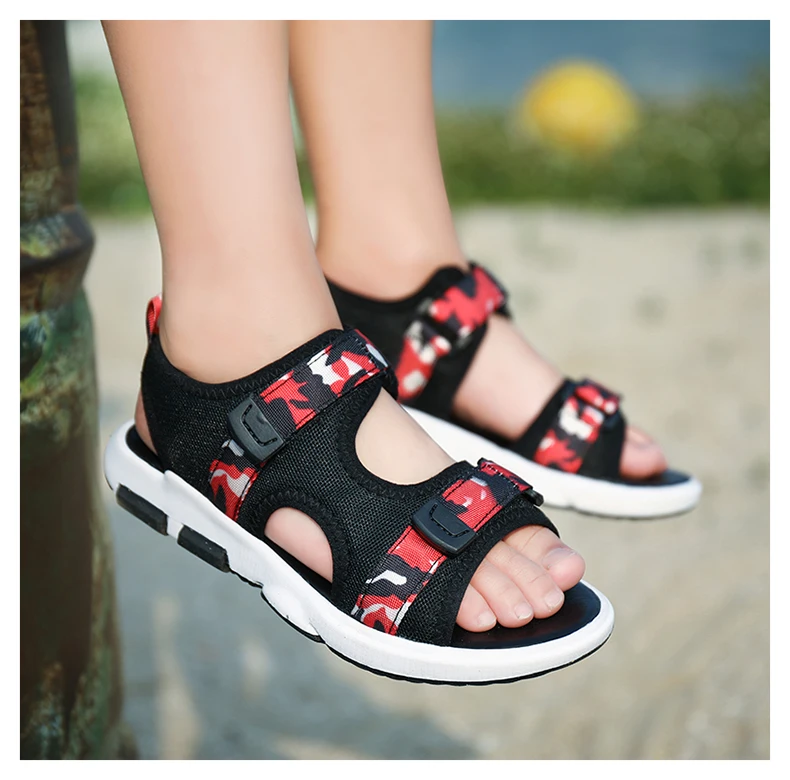 Wholesale Boys Nubuck Leather Sandals Fashion Kids Summer Flats Single Shoes Children Antislip Sole Sandals
