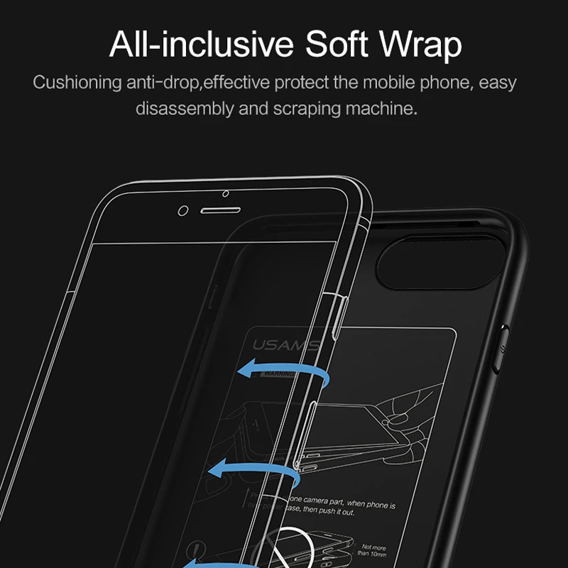 USAMS Батарея Зарядное устройство чехол s для iPhone X XR XS 6 6s 7 8 плюс 3000/4200 мА/ч, Мощность банк чехол тонкий внешний блок резервного Зарядное устройство Чехол