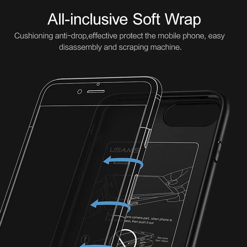 USAMS Battery Charger Cases for iPhone X XR XS 6 6s 7 8 Plus 3000/4200mAh Power Bank Case Slim External Pack Backup charger case