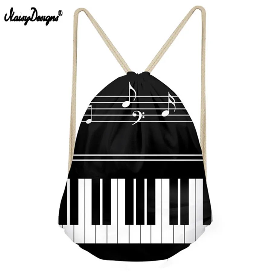 Noisydesigns Casual Men Small Backpack Music Notes with Piano Keyboard