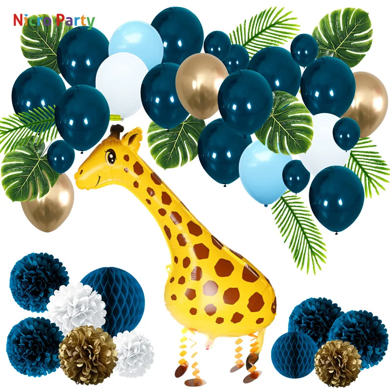 

Nicro 37 pcs/set Giraffe Forest Theme Child Kid Birthday Party Blue Balloons Decoration New Home Decor DIY #Set133