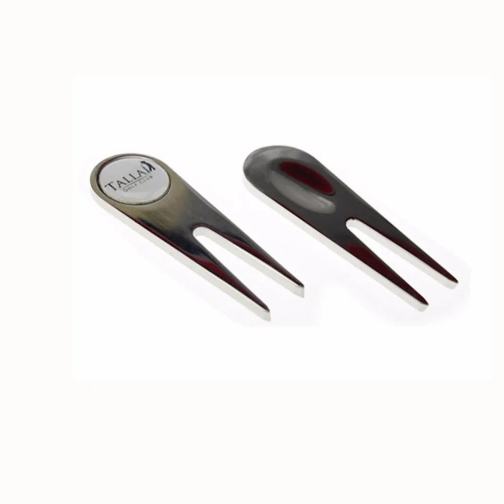 High Quality Design Customize Logo 100pcs Sliver Aluminium Alloy Golf Divot Tool Pitch Repair fork golf accessories High Quality Design Customize Logo 100pcs Sliver Aluminium Alloy Golf Divot Tool Pitch Repair fork golf accessories