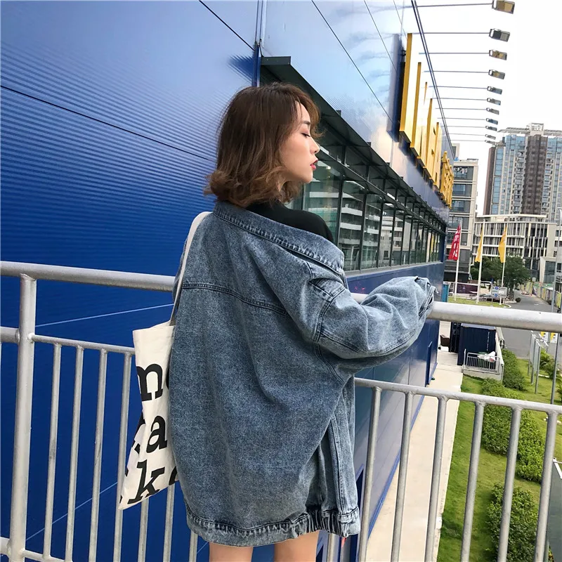 plus size women's fat mm spring autumn bf wind Add fertilizer jean jacket female denim Korean jacket women tide veste femme coat